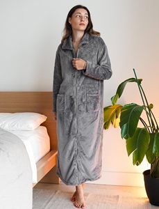 <span class=keywords><strong>Accappatoio</strong></span> da <span class=keywords><strong>donna</strong></span> a tutta lunghezza con cerniera in vestaglia - Product Image 5