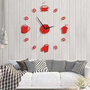 Horloge murale créative en acrylique 3D en forme de tasse à café, horloge numérique DIY pour la décoration de la maison, du salon et de la chambre - Product Image 2