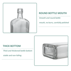 Bouteilles de verre à liqueur plates carrées en vrac, bouteilles rectangulaires de gin, bouteilles de verre à spiritueux, vodka, 750 ml - Product Image 3