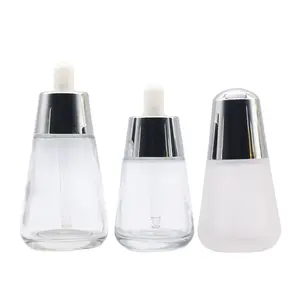 Usine En Gros 30ml 50ml forme de cloche flacons compte-gouttes en verre forme de cône blanc bouteille d'huile essentielle parfum bouteilles de sérum