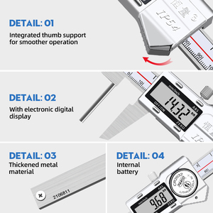Hoge Precisie Roestvrijstalen Vernier Elektronische Digitale Schuifmaat Ip54 Metalen Omhulsel Meet Buiswanddikte - Product Image 3