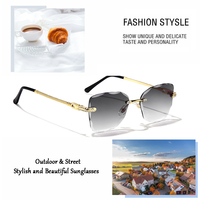 HBK 2023-Lunettes de soleil rétro vintage à monture métallique sans monture pour femmes, lunettes de soleil de voyage pour l'extérieur