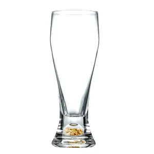 Gold Leaf Craft Beer Glass High-end Large Capacity Crystal Waist Draft Beer Juice Glass For Home Party Bar