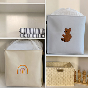 Panier de rangement pliable multi-usage en toile épaisse avec <span class=keywords><strong>broderie</strong></span> de dessin animé, lavable, pour vêtements, couettes - Product Image 3