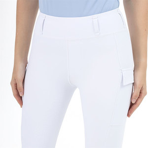 Culotte d'équitation pour femme blanche Logo personnalisé Leggings équestres évacuant l'humidité avec boutons - Product Image 5