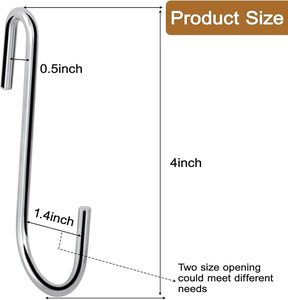 Crochets en S robustes de 4 pouces pour casseroles, ustensiles de cuisine, vêtements et sacs - Product Image 6