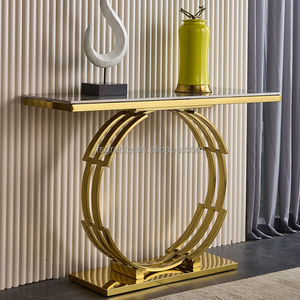 Nouveaux meubles d'entrée de salon Base en acier inoxydable doré <span class=keywords><strong>Table</strong></span> <span class=keywords><strong>console</strong></span> en marbre noir - Product Image 5