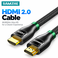 Câble HDMI 2.0 SAMZHE 4K60Hz HDR haute vitesse plaqué or, tressé en nylon, blindé 4 couches, mâle-mâle pour TV, moniteur, ordinateur portable