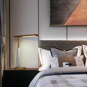 Lampe de table en marbre avec source de lumière LED et interrupteur pour chambre à coucher, bureau ou table d'étude - Product Image 4