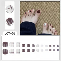 Lot de 24 faux ongles d'orteils Laisense à pression, couvrance totale, motif French Manucure et dégradé, en acrylique pré-dessiné