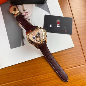 Reloj Deportivo de Cuarzo de Lujo para Hombre, Seis Agujas, Analógico, 46 mm, Correa de Cuero con Hebilla, Cronógrafo Triangular, Estilo Ejecutivo y Moderno - Product Image 6