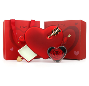 Pink Red Heart Shape Preserved <b>Rose</b> Gift <b>Box</b>, Cupid Arrow Decor Forever <b>Rose</b> <b>Box</b> for Girlfriend Valentine Wedding Present - Product Image 6