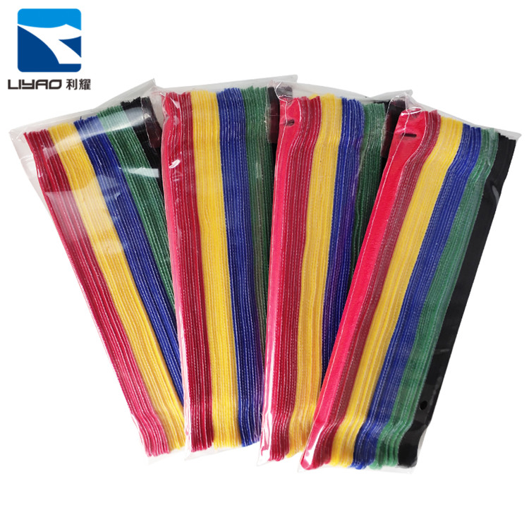Оптовая продажа, 5 цветов, индивидуальные велюровые кабельные стяжки, многоразовые размеры, красочные нейлоновые самоблокирующиеся стяжки с крючком и петлей, кабельные стяжки