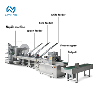 Machines d'emballage automatiques pour couverts jetables en papier, plastique et bois, ligne d'emballage pour serviettes, cuillères, fourchettes, couteaux et kits de couverts