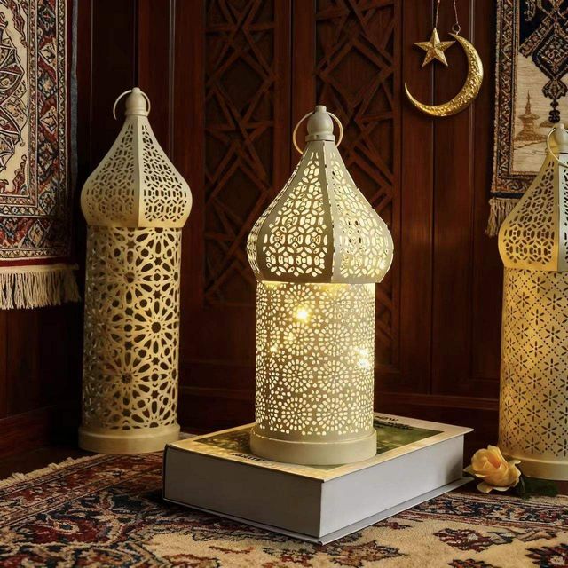 2026 Moroccan Hollow Out LED Lantern Islamic Ramadan Decor Lamp HomeTable Light Wedding Party Ornament Decorative Candle Lantern