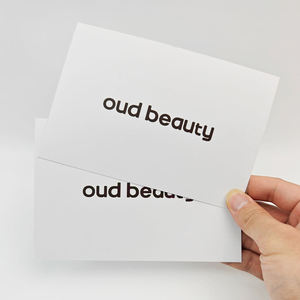 Small Business Personalized Luxury Embossed White Card Paper Logo Printed Wholesale 'Thank You' Card with Matt Lamination - Product Image 1