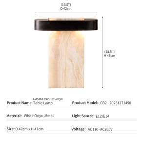 Lámpara de Mesa Moderna de Lujo para Decoración de Dormitorio de Hotel, Rectangular, con Losa de Piedra Natural, Pantalla de Metal Negro, LED Lastra Blanca - Product Image 4