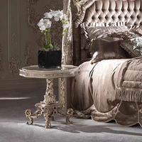 Lit à baldaquin capitonné antique de style français royal impérial, fait main, avec feuillage argenté rococo, pour mobilier de chambre principale et usage scolaire