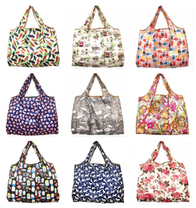 Eco Reusable Polyester <strong>Tote</strong> Foldable Shoulder Closure Medium Size Cartoon Floral <strong>Fruit</strong> Vegetable Grocery Shopping Bags - Product Image 4
