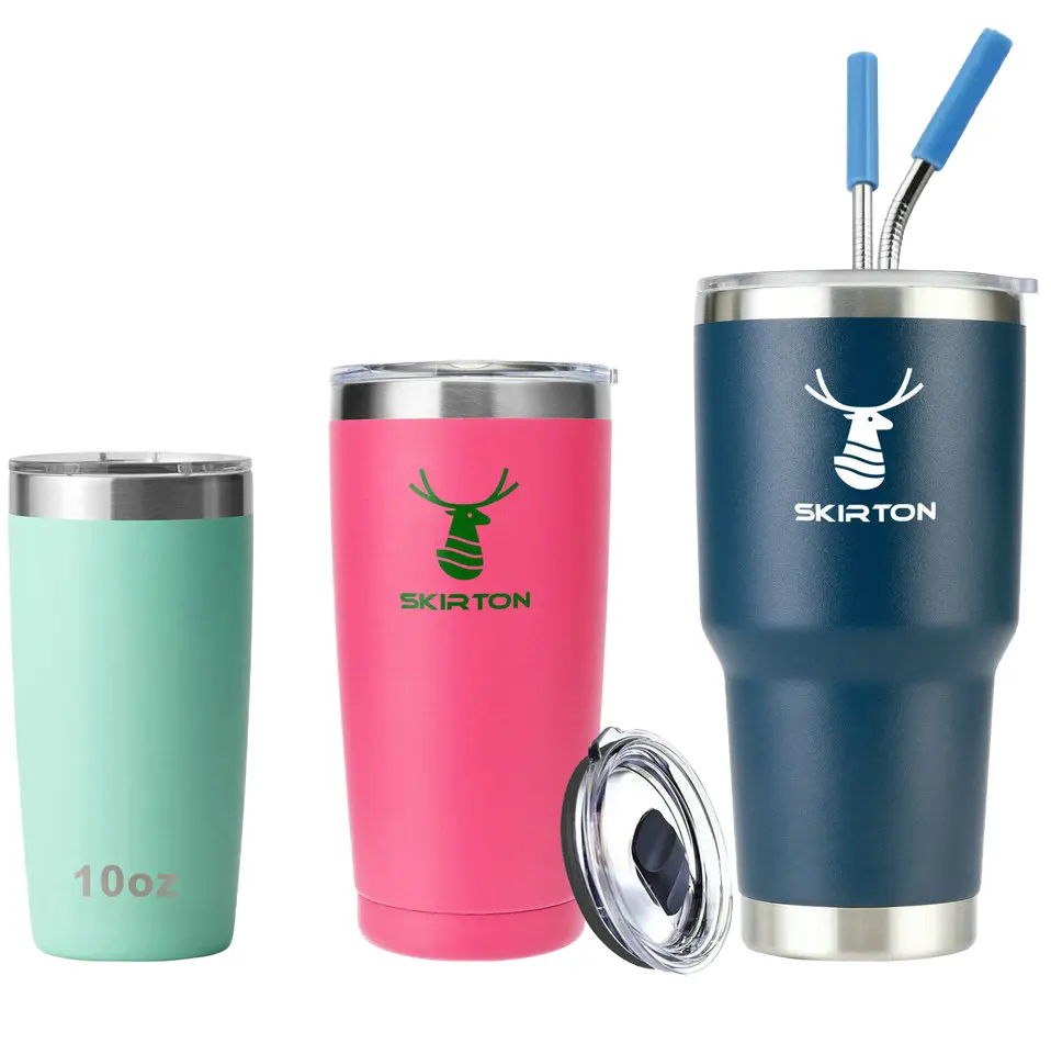 Bán buôn số lượng lớn 10oz 20oz 30oz biểu tượng tùy chỉnh cà phê cách điện thép không gỉ du lịch cốc cốc với rơm Nắp