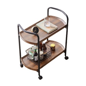 Wooden Side <b>Table</b> With Wheels Movable <b>Coffee</b> <b>Table</b> Storage Rack For Living Room Sofa - Product Image 5