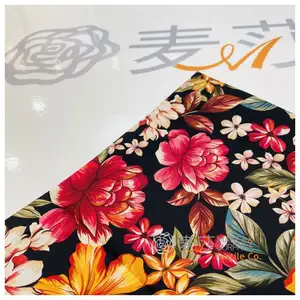 Custom Printed Fabric Breathable Floral Cotton Fabric Large Black Flowers Liberty Fabric For Dresses Cloth Shirt Necktie