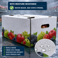 Boîte d'emballage en carton ondulé imprimée sur mesure pour poires, plateau de présentation de fruits frais à couche unique avec coins renforcés pour supermarché