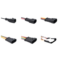 Soket Steker Terpasang Kabel Isolasi PA66 Seri AMP 1.5, Konektor HID Otomotif Tahan Air 1/2/3/4/5/6-Pin Jantan-Betina