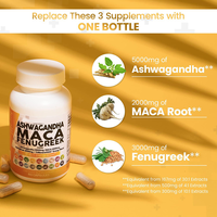 Expédition rapide, capsules d'extrait d'ashwagandha, maca, fenugrec, ginseng, immunité, vente en gros, étiquette privée, OEM, ODM, service personnalisé