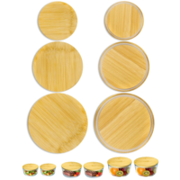 Couvercles en bambou de remplacement, ronds, réutilisables, durables, en bois, pour récipients en verre Pyrex, bols