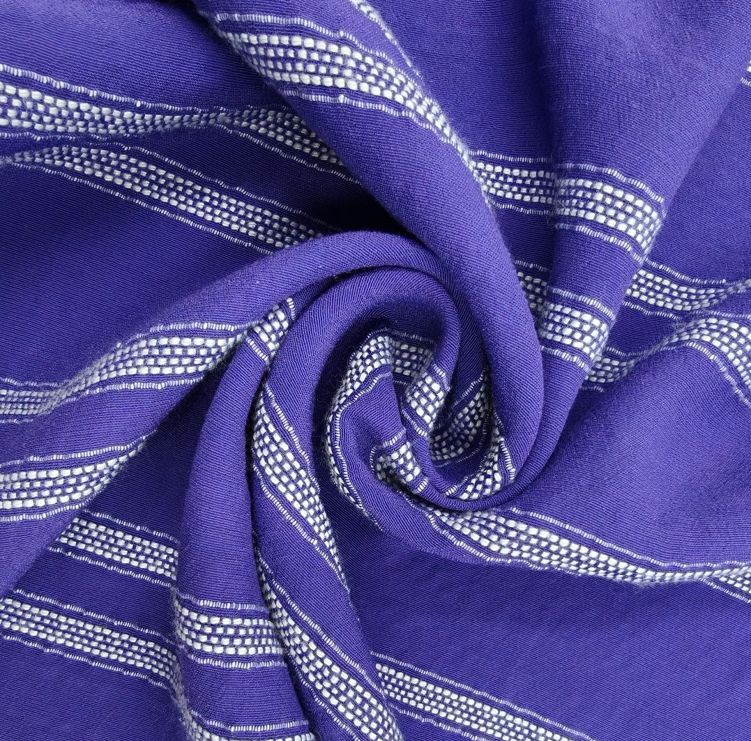 Women's Jacquard Striped Georgette Twill Woven Dress Fabric 50% Viscose 27% Cotton Medium Weight Anti-Static 143gsm
