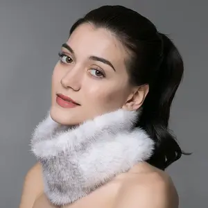 Winter Female Genuine Mink Fur Scarf for Women High Quality Fluffy Wide Scarves Custom Logo Mink Muffler