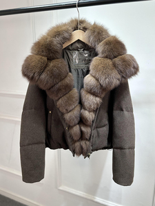 Janveny 2025 Piumino Invernale di Lusso da <span class=keywords><strong>Donna</strong></span> in Misto Lana con 90% Piumino d'Anatra Bianca e Vera Pelliccia di Volpe Naturale, Cappotto Imbottito Caldo e Spesso - Product Image 3