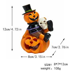 Vente chaude Halloween Décoration Sept Couleurs Clignotant Citrouille Squelette Lanterne pour Accessoires pour la Fête du Festival Fantôme - Product Image 4