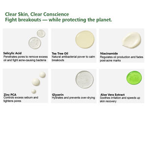 โฟมล้างหน้าทีทรีออยล์ผสมว่านหางจระเข้หมักสมุนไพร ช่วยลด<span class=keywords><strong>สิว</strong></span> ด้วยกรดซาลิไซลิกธรรมชาติ (BHA) สำหรับผิวมันและผิวผสม - Product Image 4
