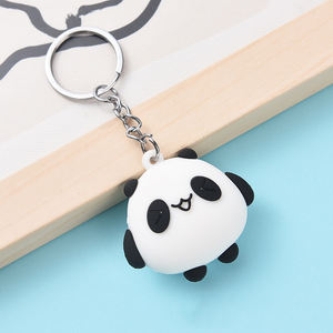 Mignon 3d Mini Panda Forme Porte-clés Étudiant Couple Personnalisé Sac En Caoutchouc Souple Porte-clés De Voiture - Product Image 1