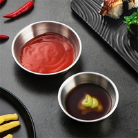 Lot de 2 assiettes à sauce en acier inoxydable 304, style coréen, pour condiments, accompagnement de sushi