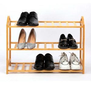 رفوف أحذية خشبية من الخيزران حديثة من 3 طبقات من مصنع ZB BSCI أرفف منظمة لتخزين أحذية الفنادق حامل شبشب - Product Image 1