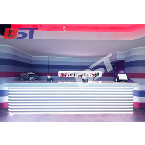 Mostrador de Recepción para Salón de Bolos, Mostrador de Superficie Sólida Negra con Barra LED - Product Image 6