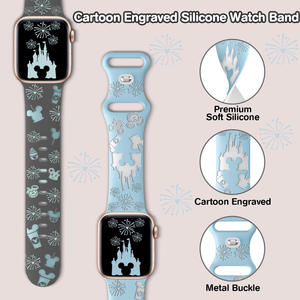 Bracelet de montre en silicone double, gravé au laser, château <span class=keywords><strong>Mickey</strong></span>, pour bracelet de montre <span class=keywords><strong>Apple</strong></span>, pour <span class=keywords><strong>Apple</strong></span> <span class=keywords><strong>Watch</strong></span> Series 11 10 9 8 7 6 5 4 3 SE Ultra 2 - Product Image 4