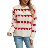Motif d'amour personnalisé pull pour femmes pull mode décontractée épaule tombante tricoté chandails pour femmes