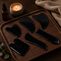 Outil de massage facial en obsidienne noire naturelle en gros pour le modelage du visage, soins de la peau, outils de beauté, cadeau de spa, vente en gros