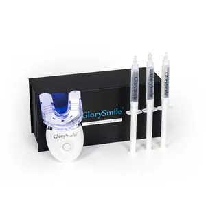 Jeringa de gel con logotipo personalizado para el hogar, kit de blanqueamiento de dientes con 5 lámparas LED, etiqueta blanca, 3x3ml