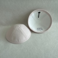 Kippa en lin rose pâle écologique avec doublure intérieure personnalisée imprimée – Nom et date pour Bat Mitzvah – Yarmulke Judaica personnalisable