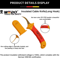Couteau à câble isolé 1000V avec longue pointe, certification WEDO VDE AC