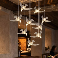 Lustres LED en acrylique en forme d'oiseau de luxe, luminaires suspendus à hauteur réglable pour plafond et escalier, température de couleur double, CRI 80