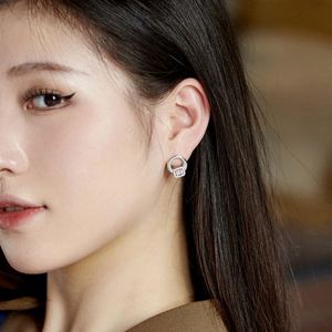 Pendientes de Plata de Ley S925 con Circonita 5A, Diseño Geométrico Minimalista, Circulares, para Mujeres y Niñas, Joyería Única Dylam - Product Image 3