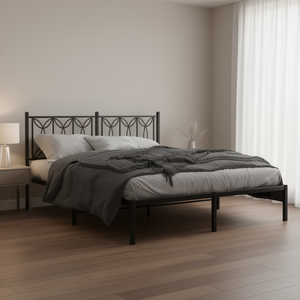 Moderno Letto King Size in Acciaio Nero con Base a Molle, Arredamento Stabile per Camera da Letto - Product Image 2
