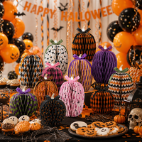 Calabaza de Papel con Diseño de Murciélago en 3D, con Lazo, Linda Decoración de Halloween para Sala de Estar, Repisa, Adorno para Fiestas