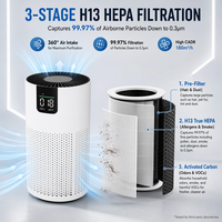 Penjernih Udara Rumah Tangga Grosir Luchtreiniger Filter HEPA H13 Kontrol Sentuh Layar Panel Besar Penjernih Udara untuk Rumah